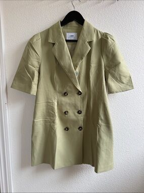 Double-Breasted Short Sleeve Blazer dress - Light Olive